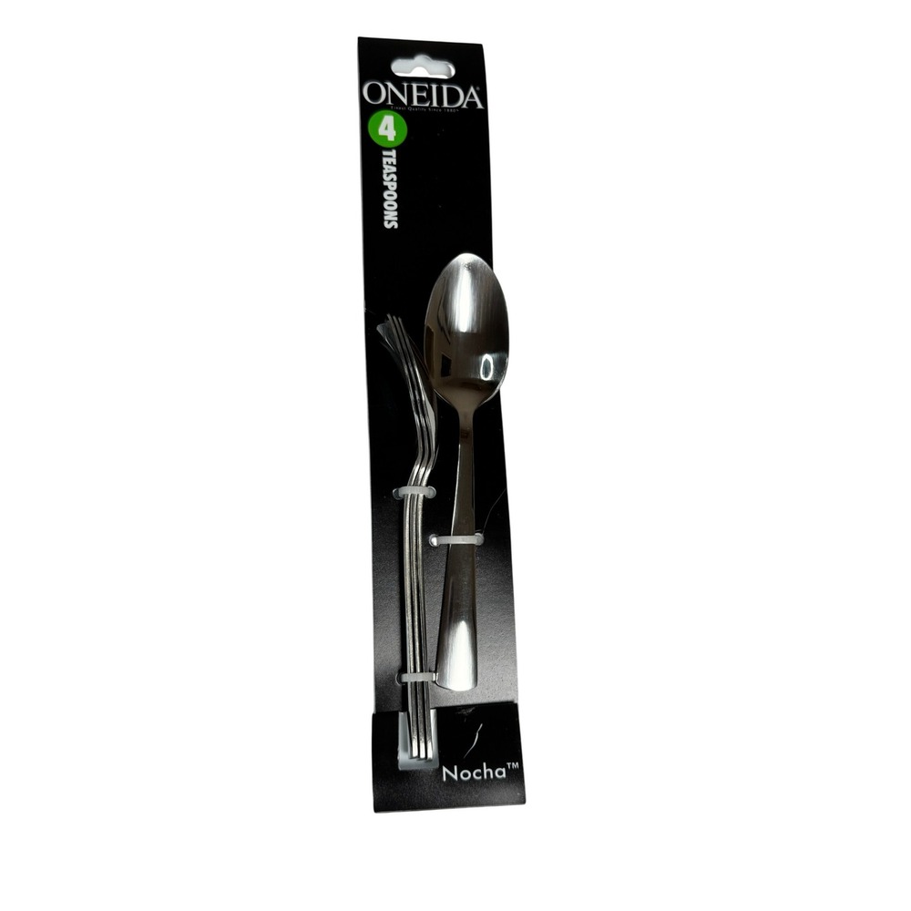 NEW in Package ONEIDA "NOCHA" Set of‎ (4) 18/0 Stainless Steel Teaspoons